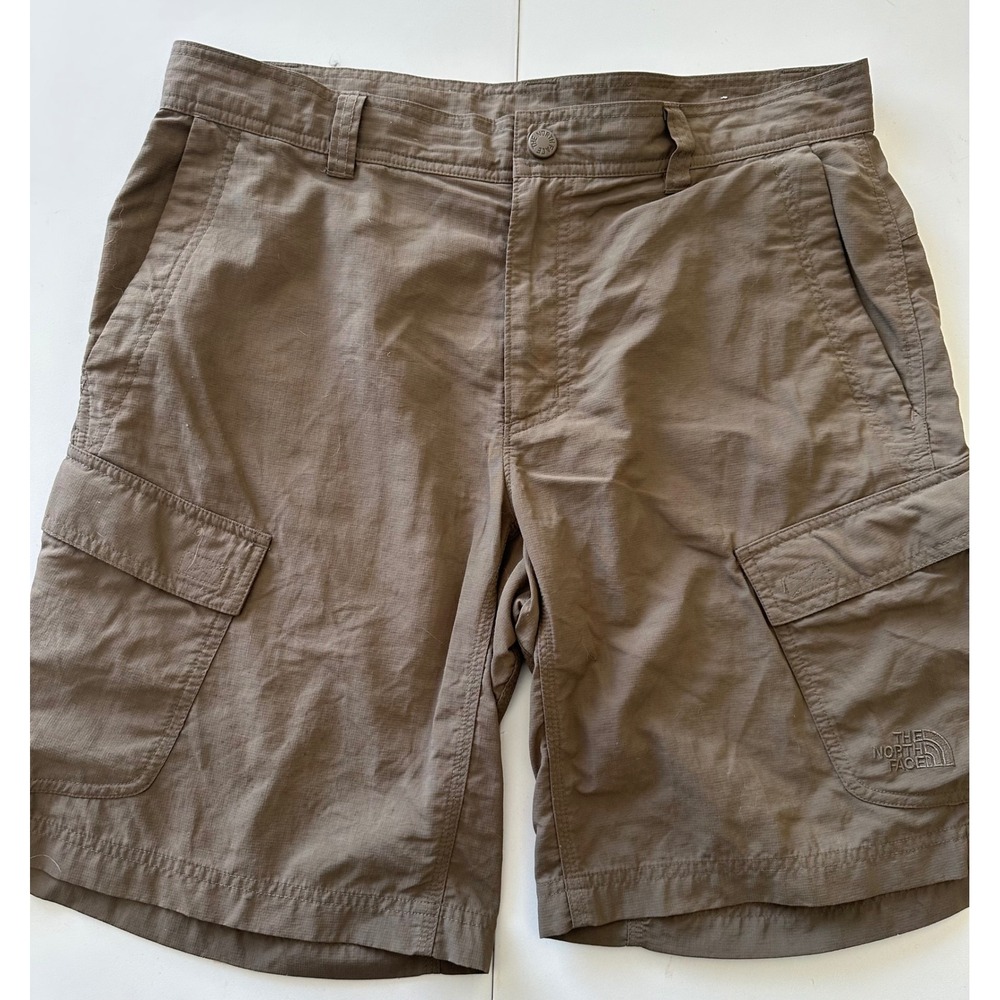 The North Face Mens Brown Nylon Ripstop Cargo Hiking Shorts Size 32